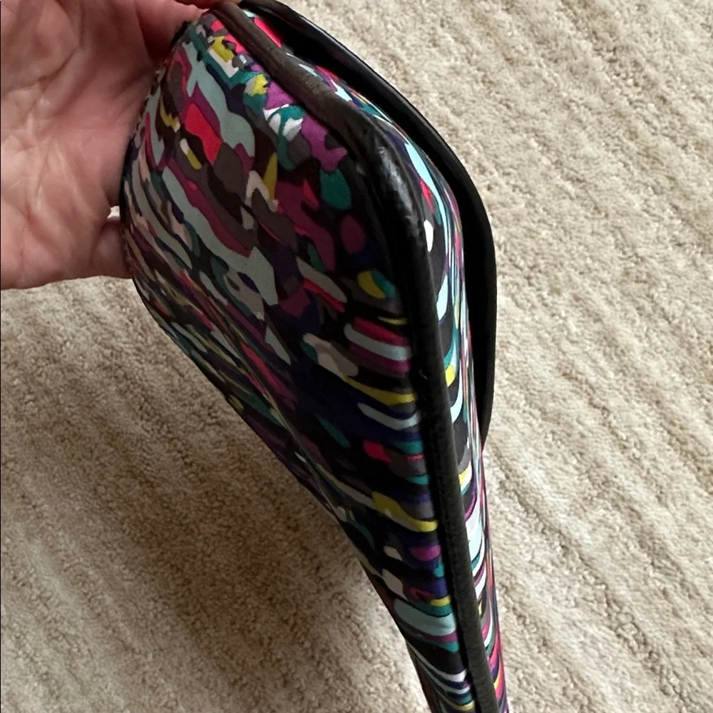 Vera Bradley Envelope Wristlet Watercolor Brushstrokes Black Leather Trim Clutch